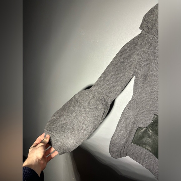 Mackage Leather Accent Wool Blend Cowl Neck Sweater Size XS - Picture 3 of 7